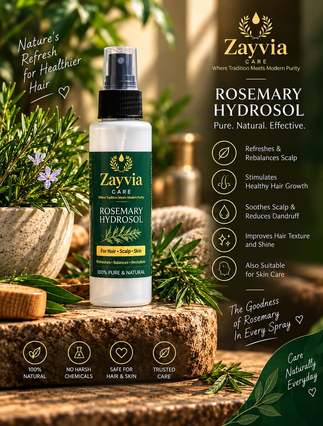 Rosemary Hydrosol included in Zayvia Hair Revival Kit