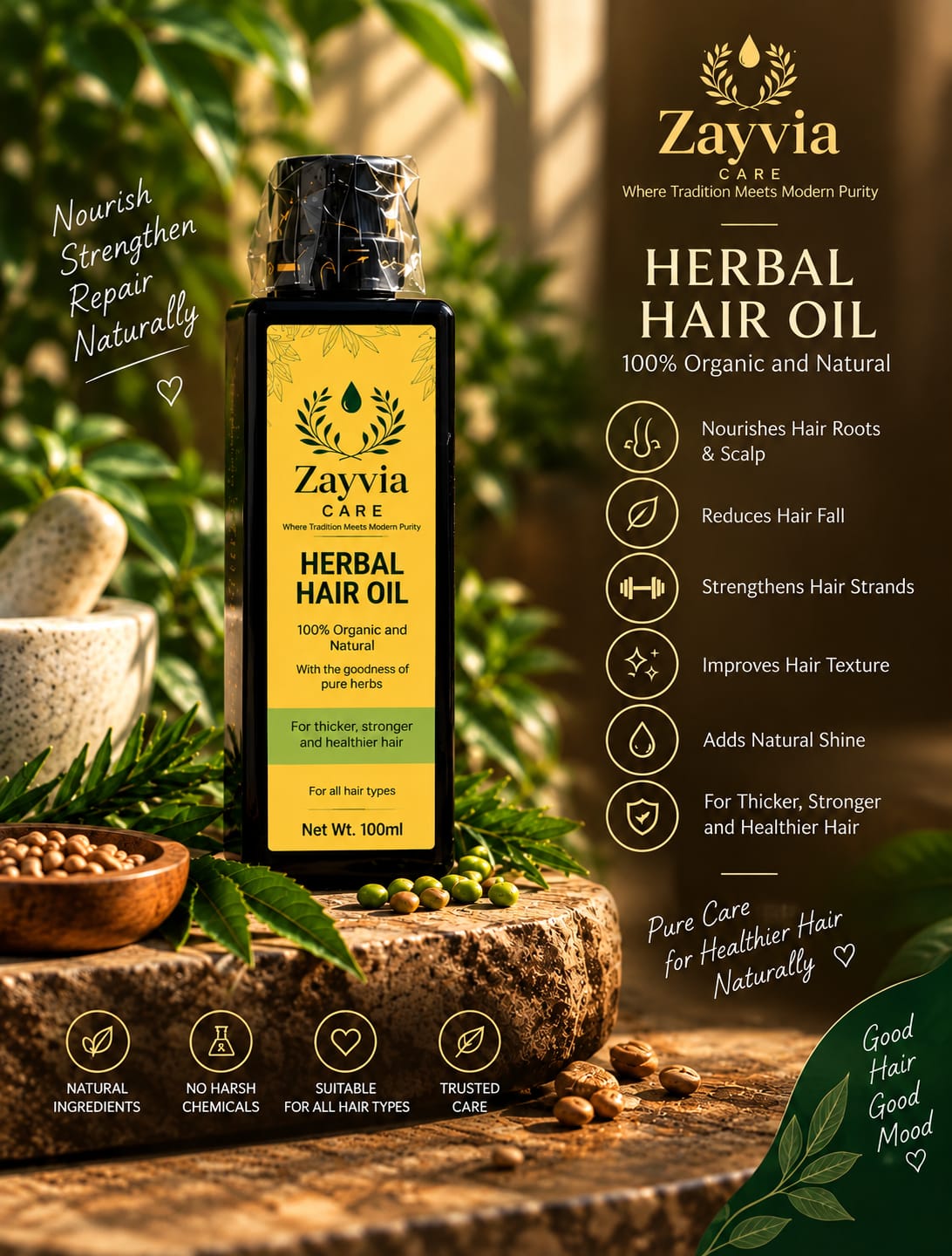 Herbal Hair Oil included in Zayvia Hair Revival Kit
